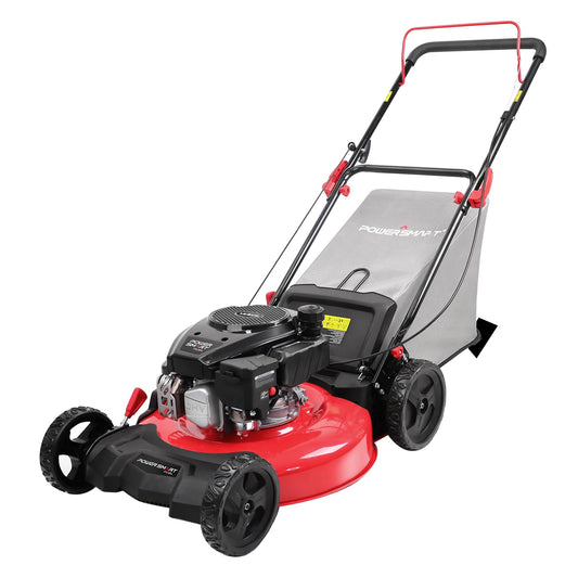 PowerSmart EasyGlide 21-Inch Gas Lawn Mower, 144cc 4-Stroke OHV Engine, Push Walk-Behind, 3-in-1 Mulch/Bag/Side Discharge, Steel Deck, 6 Height Adjustment