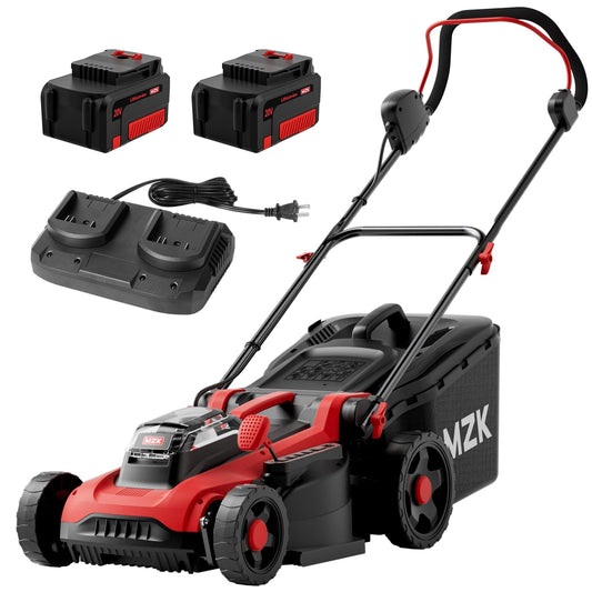 MZK 40V 16" Electric Lawn Mower, 2-in-1 Brushless Cordless Lawn Mower, Walk-Behind Push Mowers with 5-Position Height Adjustment, 2 x 4.0Ah Batteries & Charger Included, LM16B011